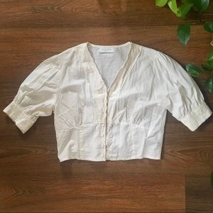 Olive Clothing Lace V Neck Crop Blouse